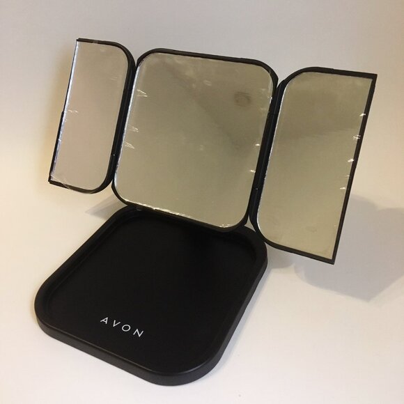 Travel Cosmetic Purse Portable 3 Way Vanity Mirror Fabric Floral Makeup Bag Set - Picture 10 of 15